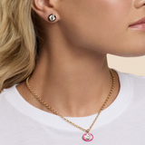 Oval Necklace in Hot Pink