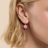 Ribbon Drop Earrings in Hot Pink