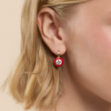 Ribbon Drop Earrings in Apple Red