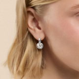 Ribbon Drop Earrings in White Gold