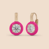 Ribbon Drop Earrings in Hot Pink