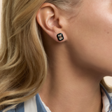 Emerald Studs in Midnight Black