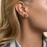 Emerald Studs in Apple Red