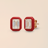 Emerald Studs in Apple Red