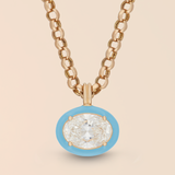 Oval Necklace in Powder Blue