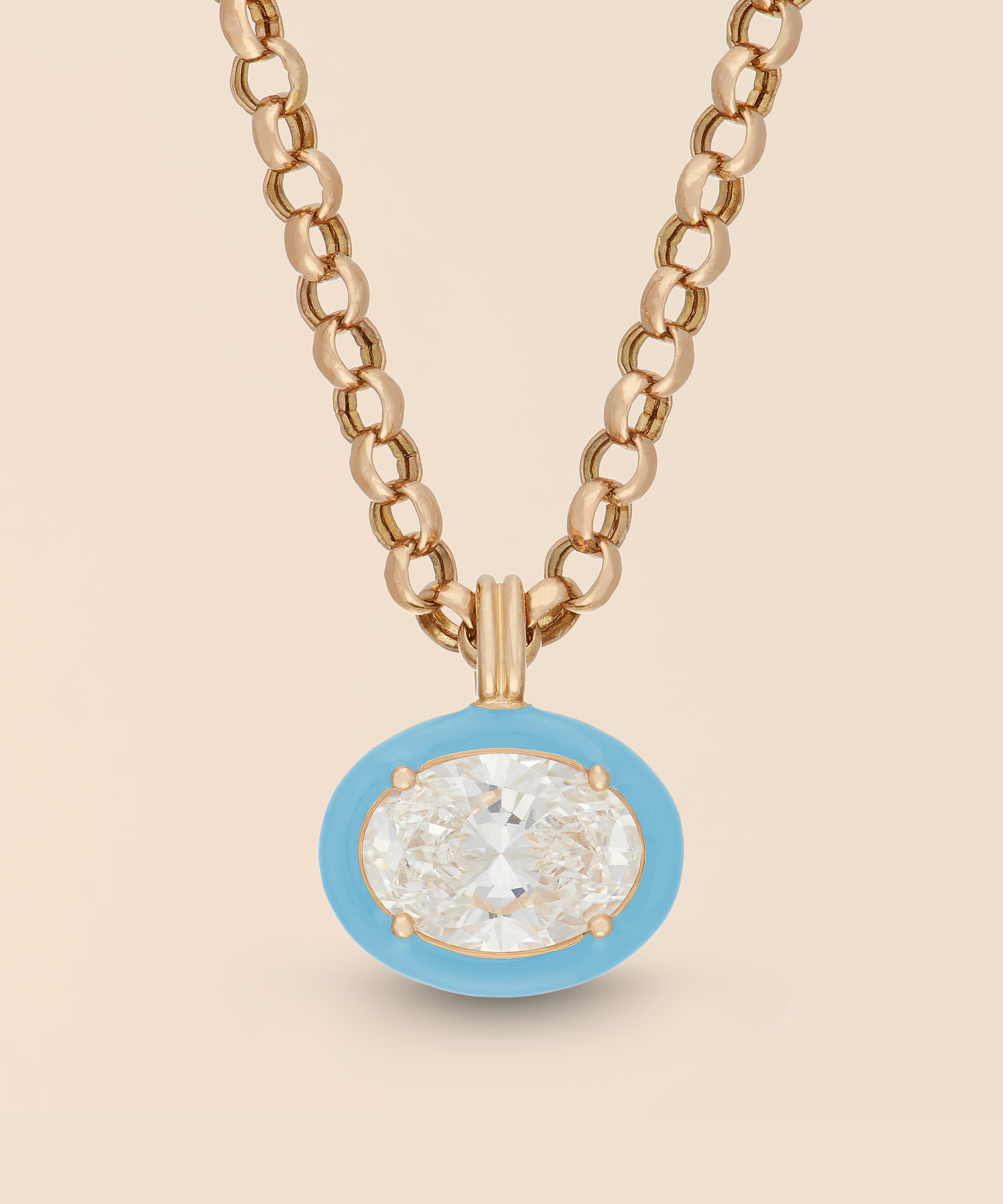 Oval Necklace in Powder Blue
