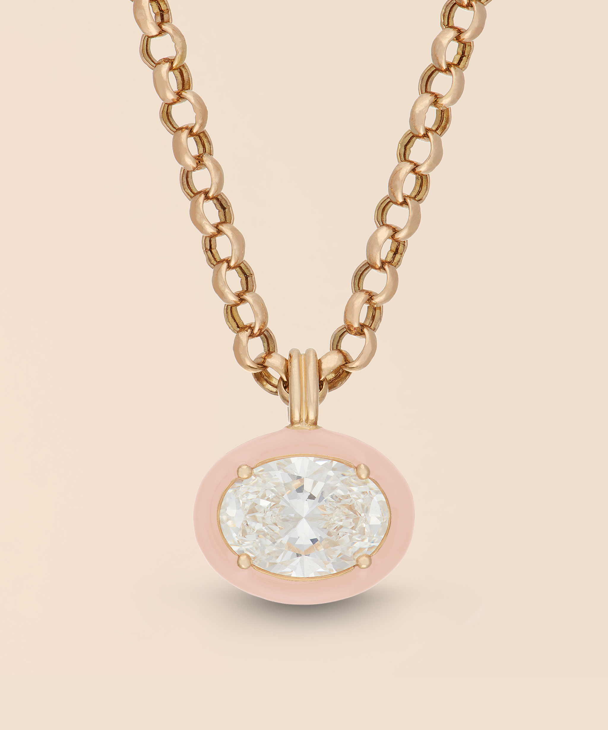 Oval Necklace in Pale Peach