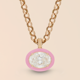 Oval Necklace in Baby Pink