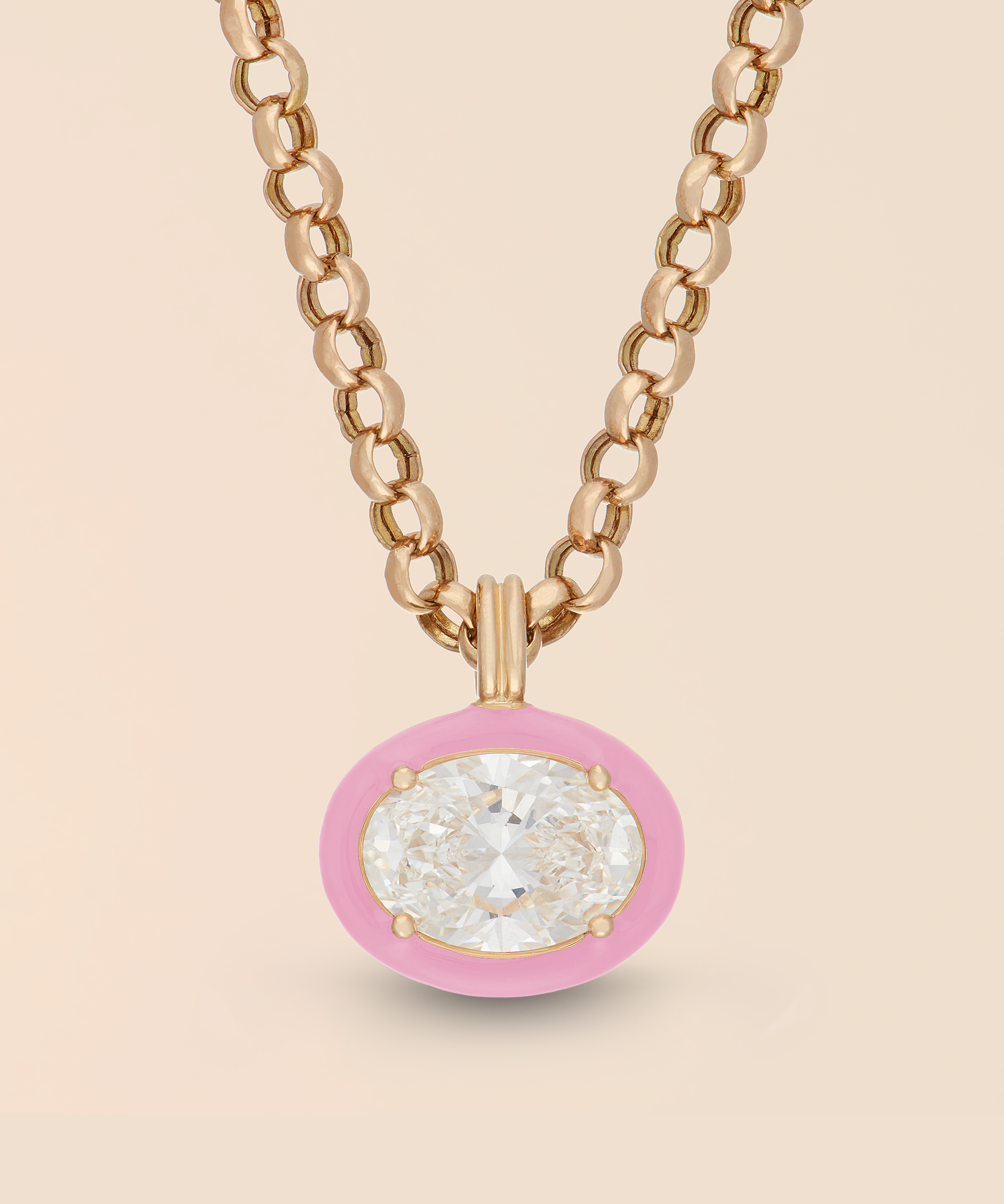 Oval Necklace in Baby Pink