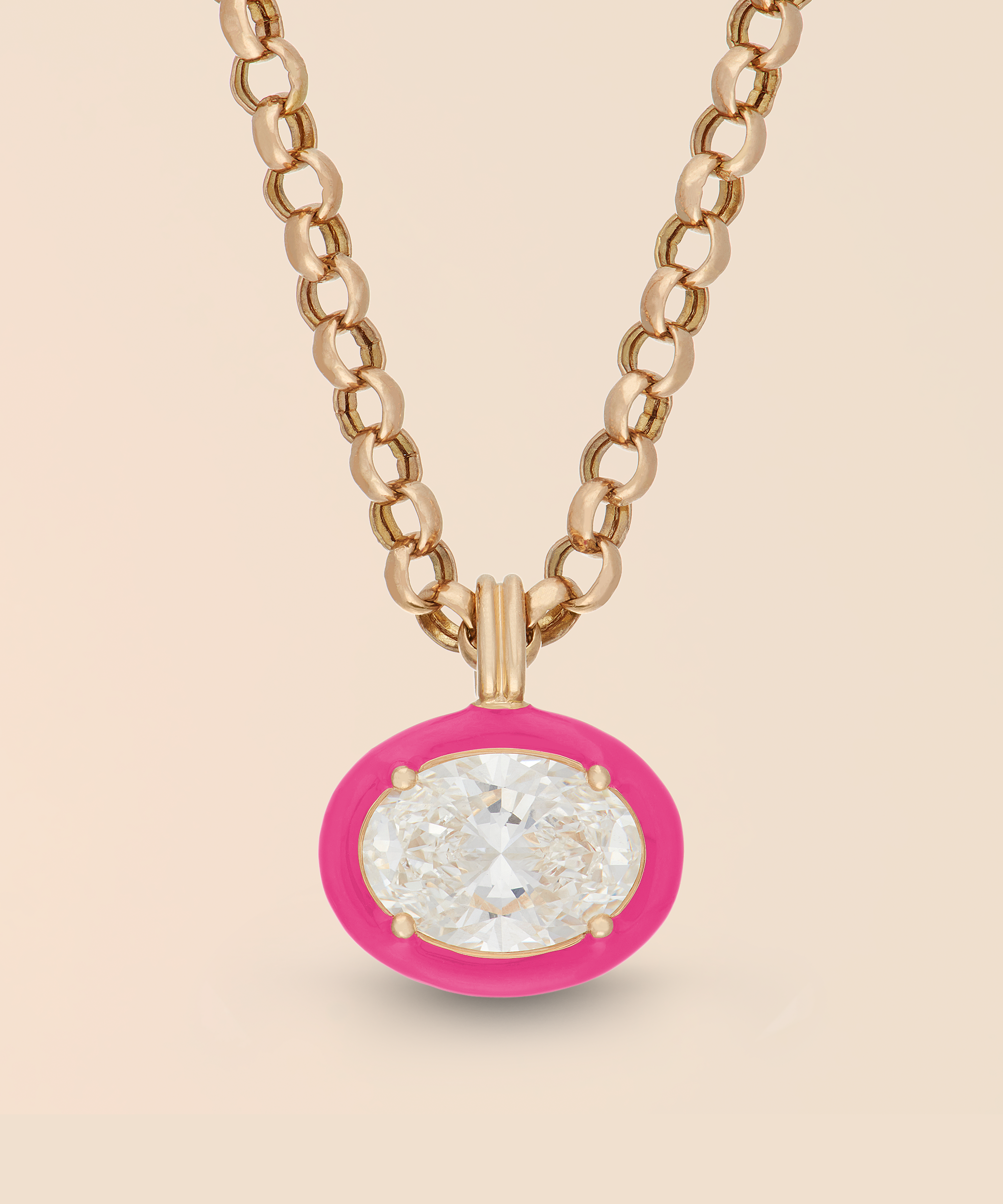 Oval Necklace in Hot Pink
