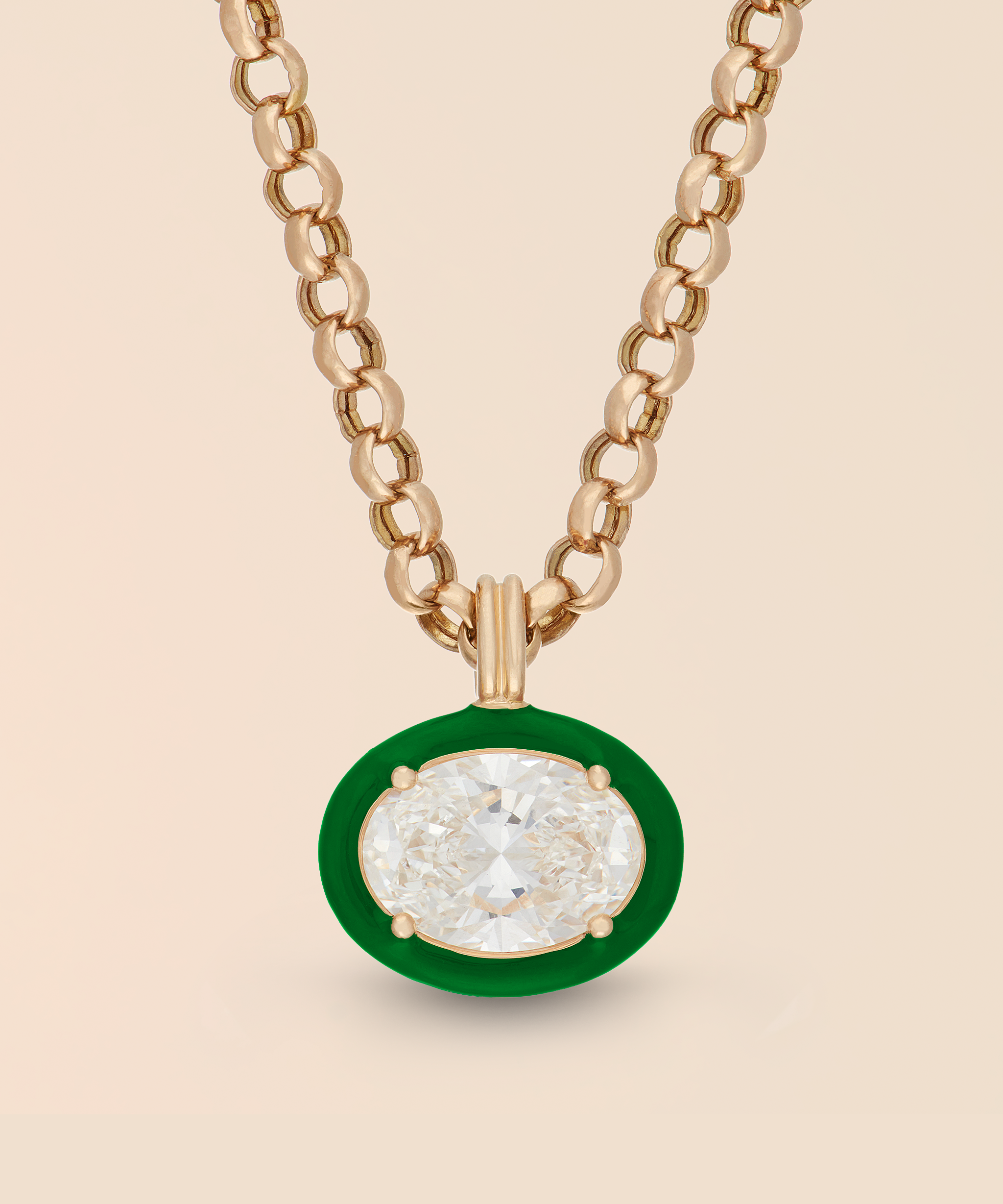 Oval Necklace in Kelly Green