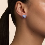 Heart Studs in Cobalt Blue