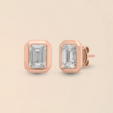 Emerald Studs in Rose Gold