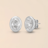 Oval Studs in White Gold