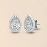 Pear Studs in White Gold