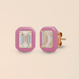 Emerald Studs in Baby Pink