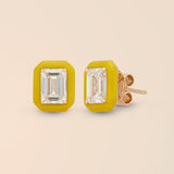 Emerald Studs in Canary Yellow
