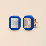 Emerald Studs in Cobalt Blue