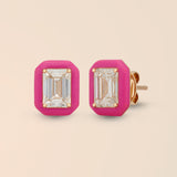 Emerald Studs in Hot Pink