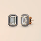 Emerald Studs in Lunar Rhodium