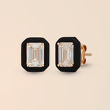 Emerald Studs in Midnight Black