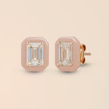 Emerald Studs in Pale Peach