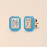 Emerald Studs in Powder Blue