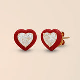 Heart Studs in Apple Red