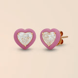 Heart Studs in Baby Pink
