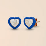 Heart Studs in Cobalt Blue