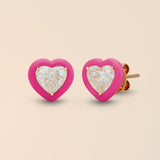 Heart Studs in Hot Pink