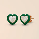 Heart Studs in Kelly Green