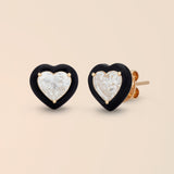 Heart Studs in Midnight Black