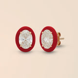 Oval Studs in Apple Red