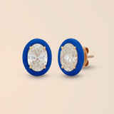 Oval Studs in Cobalt Blue
