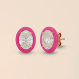 Oval Studs in Hot Pink