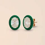 Oval Studs in Kelly Green