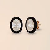 Oval Studs in Midnight Black