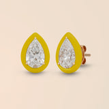 Pear Studs in Canary Yellow