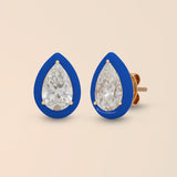 Pear Studs in Cobalt Blue