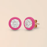 Round Studs in Hot Pink