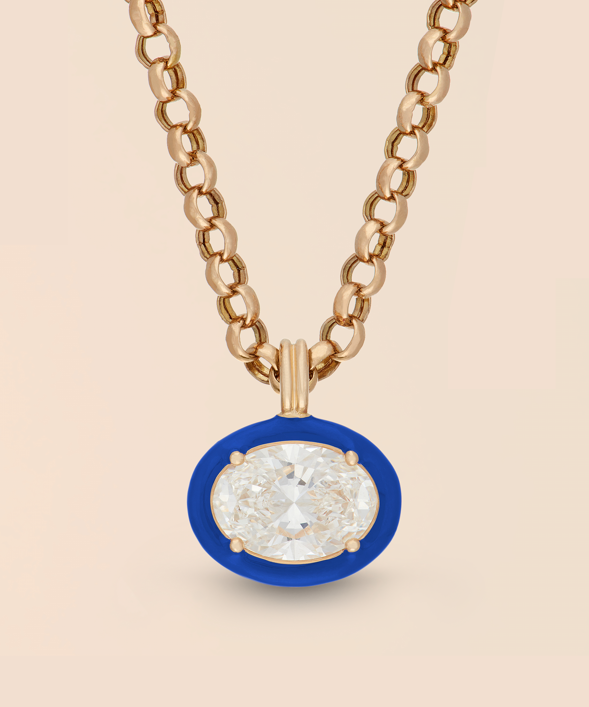 Oval Necklace in Cobalt Blue