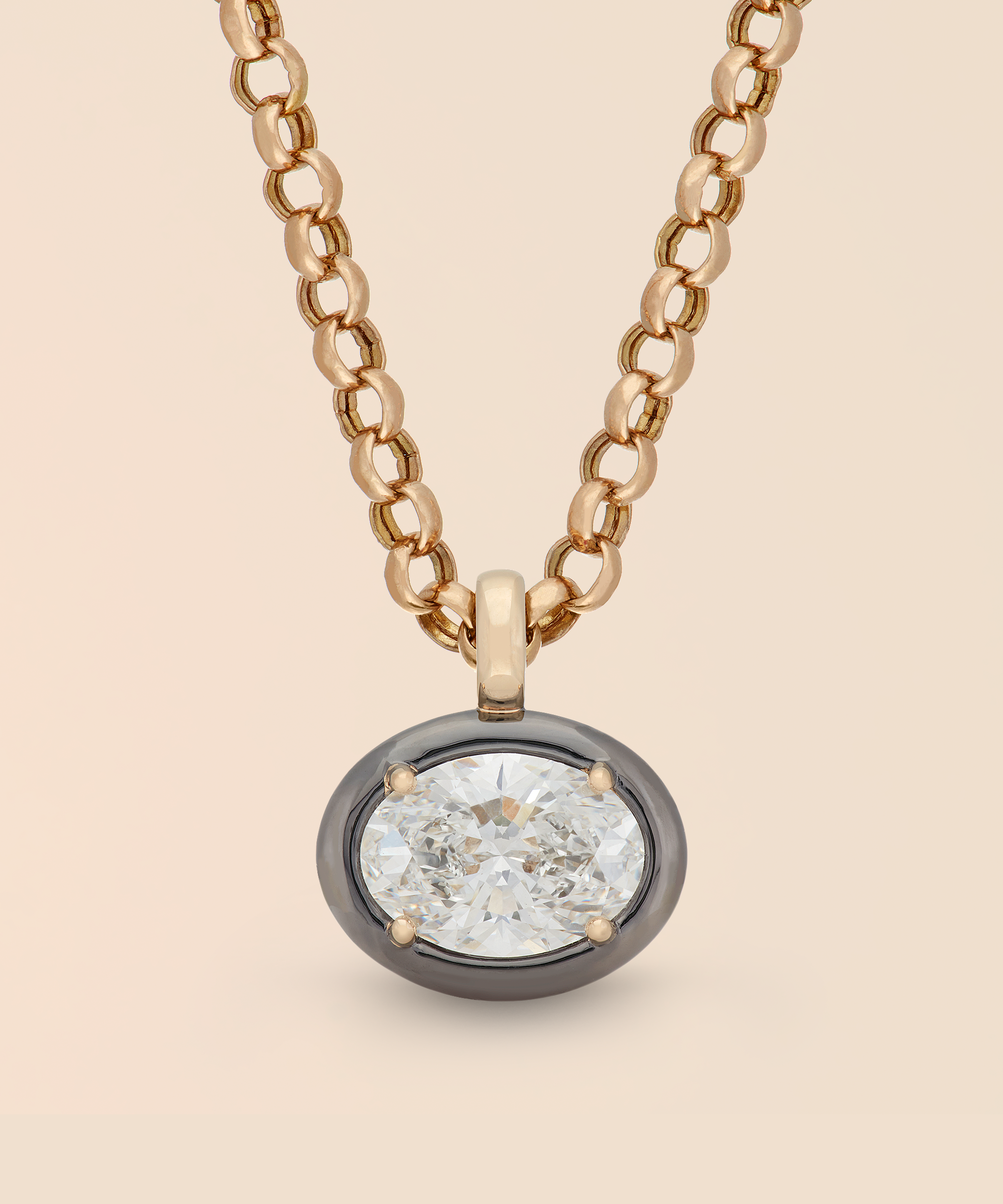 Oval Necklace in Lunar Rhodium