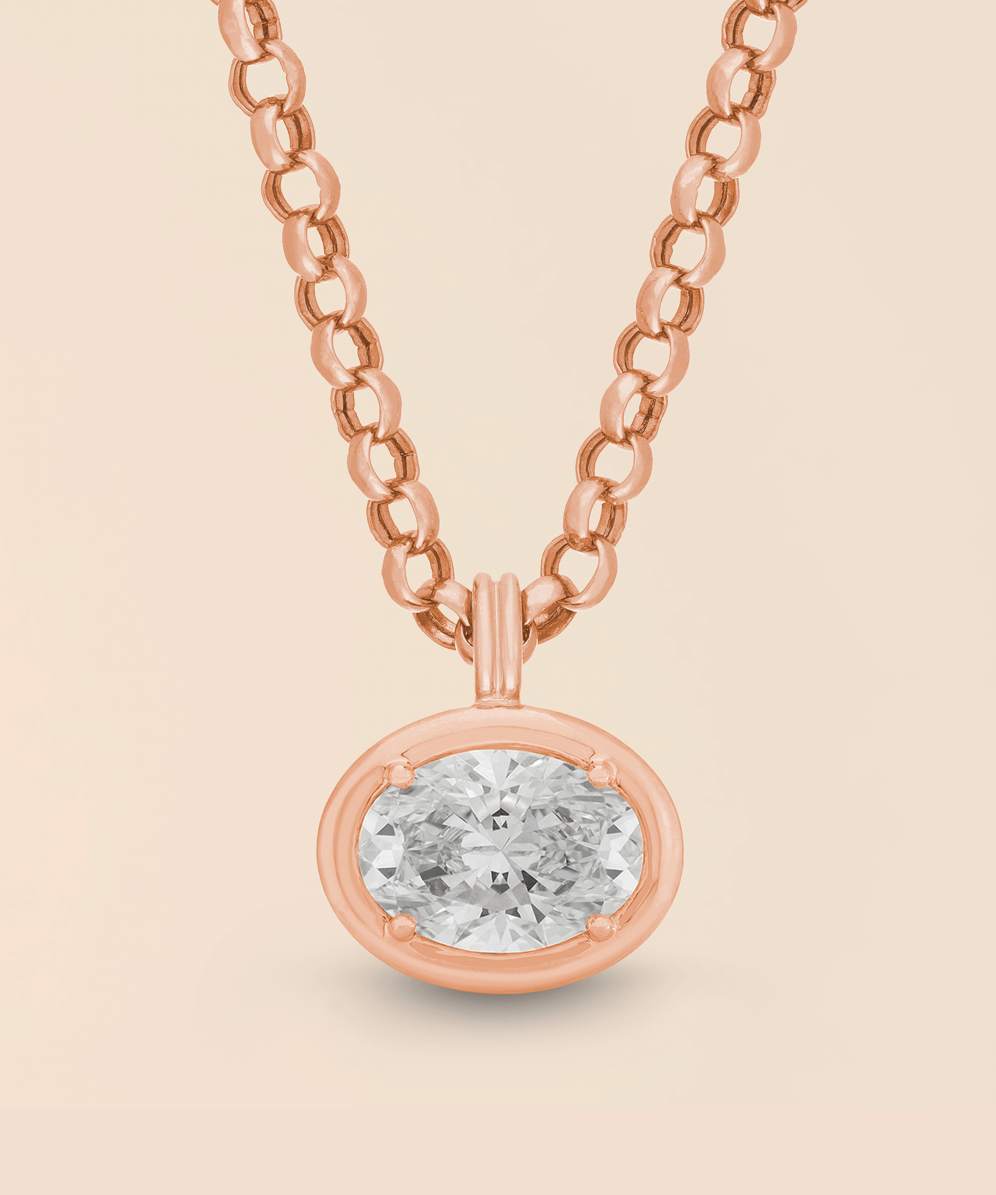 Oval Necklace in Rose Gold