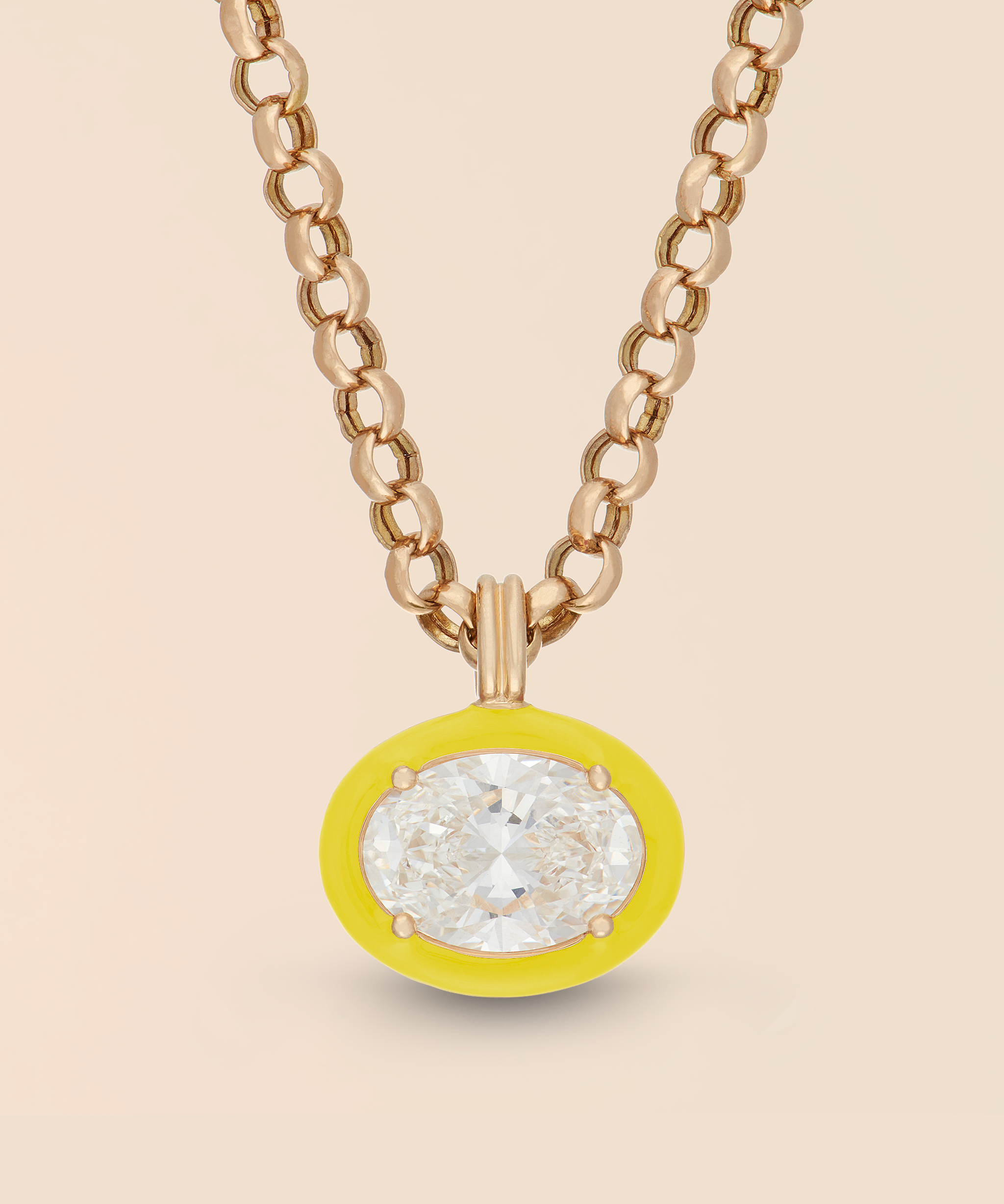 Oval Necklace in Canary Yellow