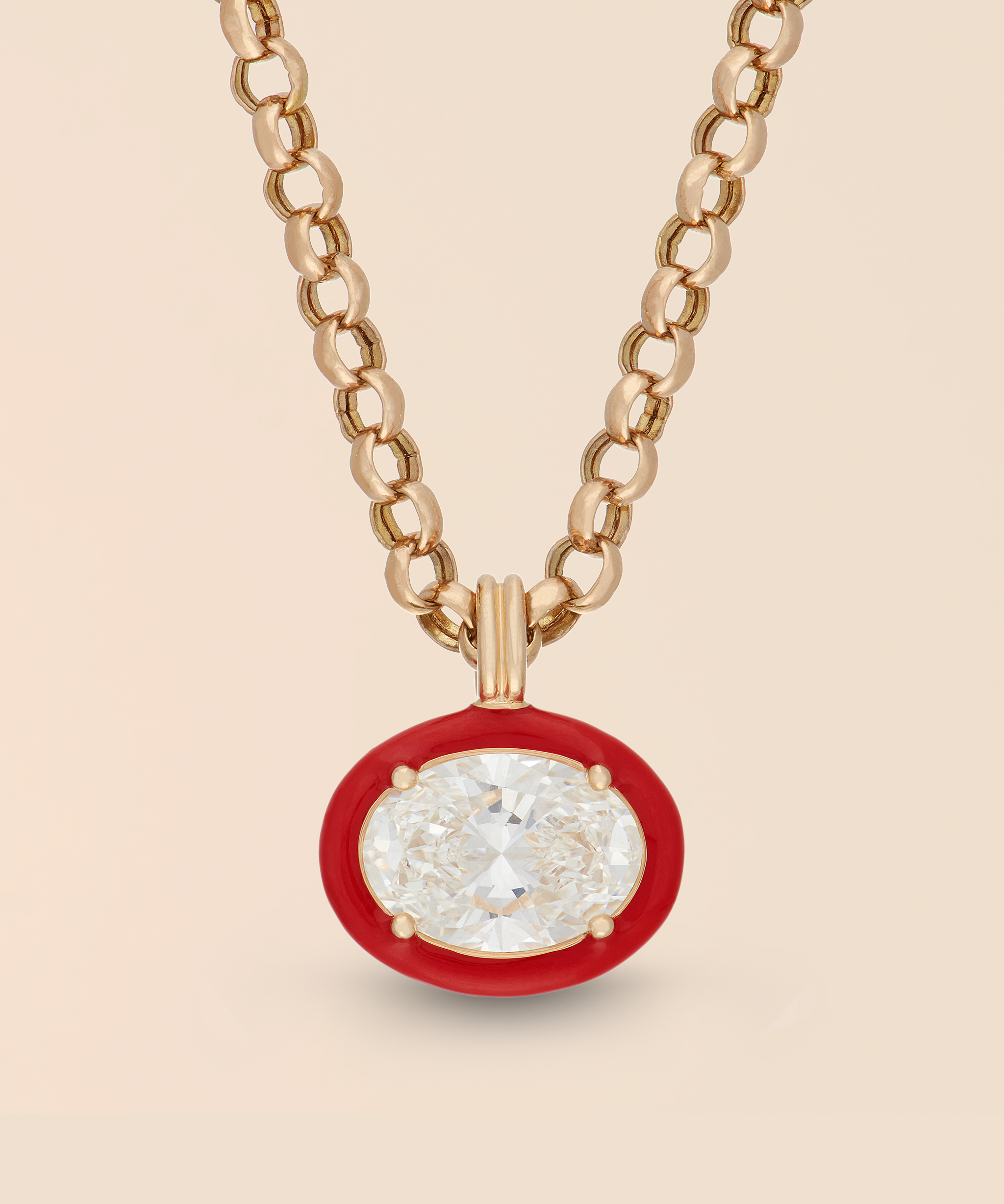 Oval Necklace in Apple Red